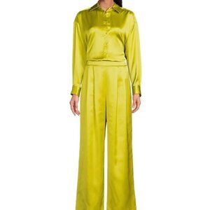 Gianni Bini Satin Suit, Skylar Point Satin Blouse & Devon Wide Leg Pants, US 2